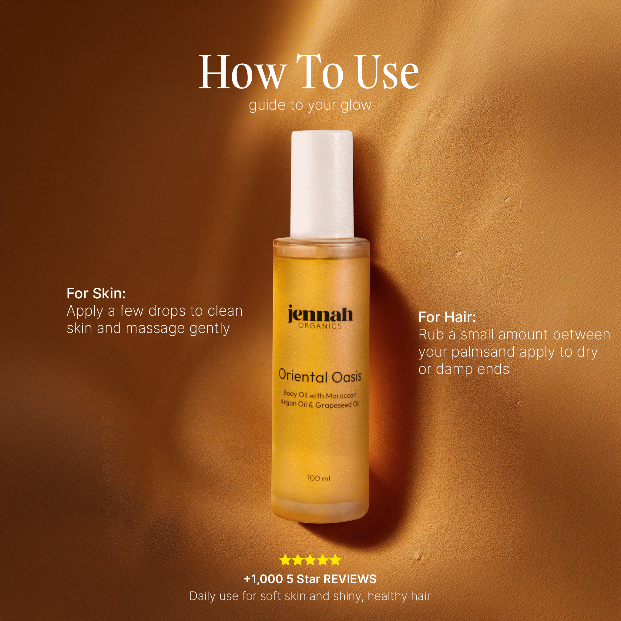 Oriental Oasis - Aceite de Lujo para Piel & Cabello con Aceite de Argán y Aceite de Semilla de Uva 